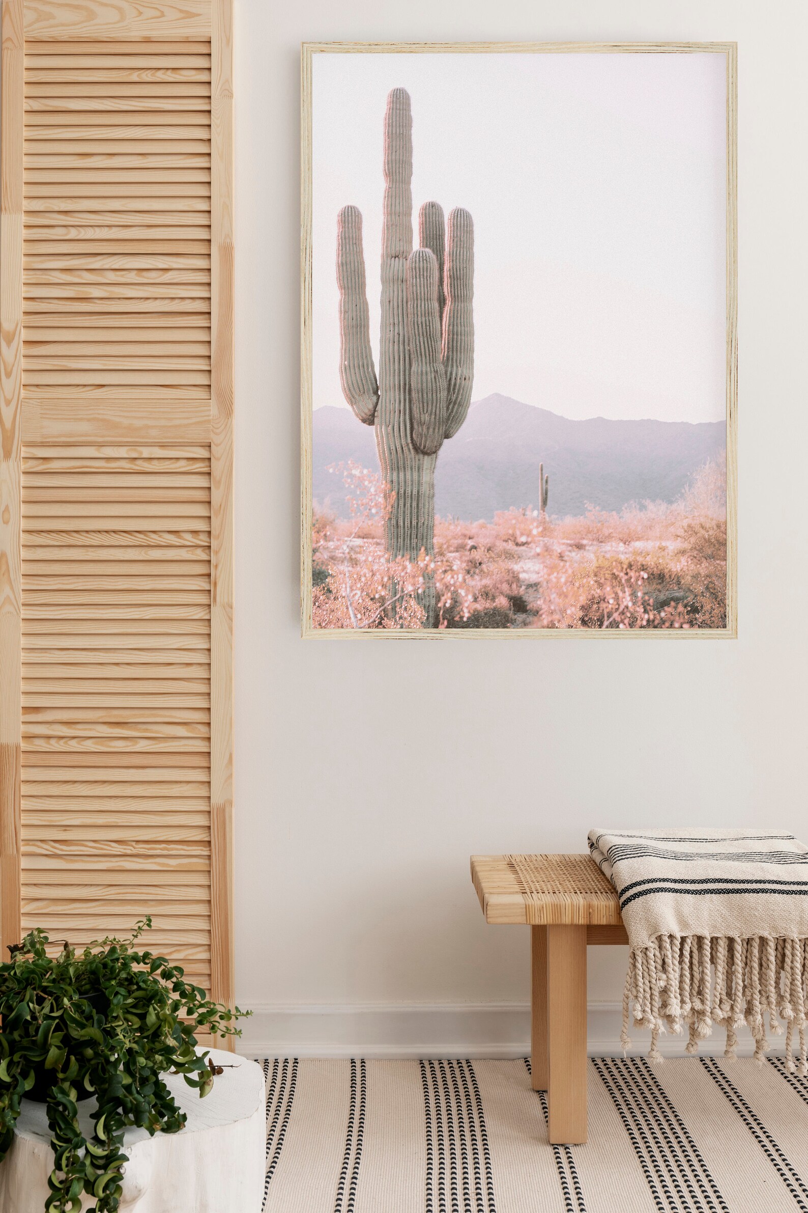 Saguaro Cactus Wall Art Blush Pink Cactus Art Desert Print Etsy