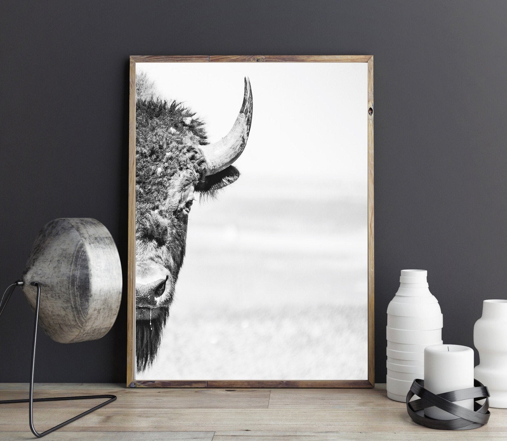 Buffalo Art Bison Prints Rustic Cabin Art Farmhouse Printable Western ...