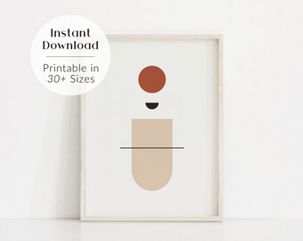 Arte Geométrico de mediados de siglo, impresión descargable, moderno imprimible, pintura de terracota abstracta, minimalista contemporáneo