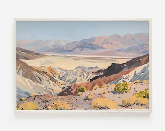 Death Valley National Park Print, California Scenery, Desert Oil Painting, Warm Colors, Death Valley Mountains, California Home Decor