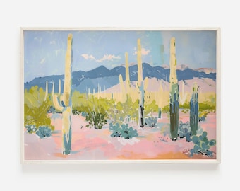 Saguaro National Park Print, Arizona Home Decor, Desert Wall Art, Saguaro Cactus Printable, Tucson Landscape, Arizona National Park Poster