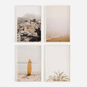California Surf Art Set of 4 Prints Summer Prints Surfboard Wall Art Boho Beach Decor Coastal Print Bedroom Decor 4 Piece Gallery Wall Art