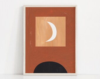 Arte abstracto de terracota, impresión descargable, arte moderno imprimible, pintura abstracta, póster contemporáneo mínimo, color óxido naranja quemado