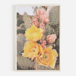 Cactus Flower Art Print, Desert Cactus Print, Printable Wall Art, Boho Art Print, Cactus Decor, Boho Wall Decor, Digital Art, Botanical Art