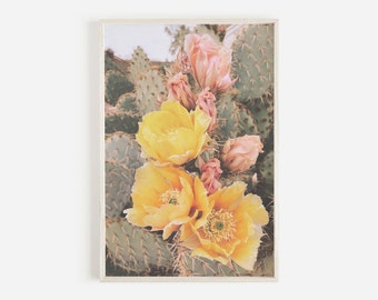 Cactus Flower Art Print, Desert Cactus Print, Printable Wall Art, Boho Art Print, Cactus Decor, Boho Wall Decor, Digital Art, Botanical Art