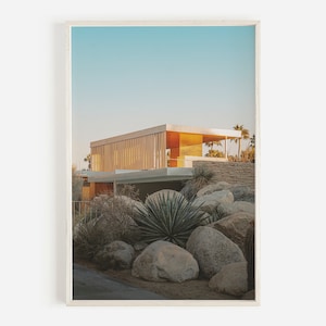 Mid Century Modern Architecture, Desert House Print, Palm Springs Wall Art, Mid Century House, Desert Landscape, Downloadable Print image 1