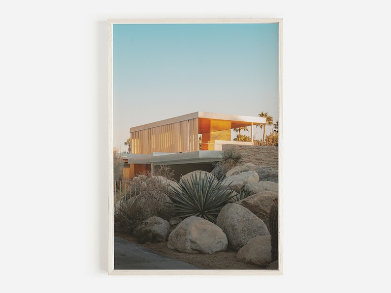 Mid Century Modern Architecture, Desert House Print, Palm Springs Wall Art, Mid Century House, Desert Landscape, Downloadable Print image 1