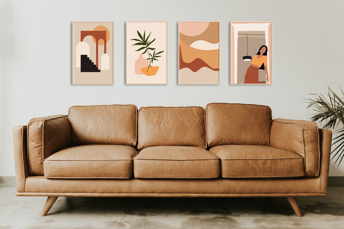 Modern Wall Art Gallery Set of 4 Abstract Art Set Warm Art - Etsy UK