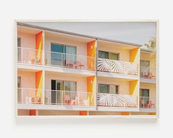 Saguaro Hotel in Palm Springs, Colorful Hotel Photo, California Wall Art, Mid Century Architecture, Palm Springs Print, Saguaro Hotel Photo