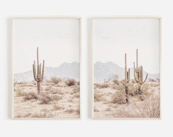 Boho Arizona Wüste, Wüstenlandschaft, Saguaro Kaktus Print, Four Peaks Arizona, Boho Gallery Wall, Western Wall Art Set