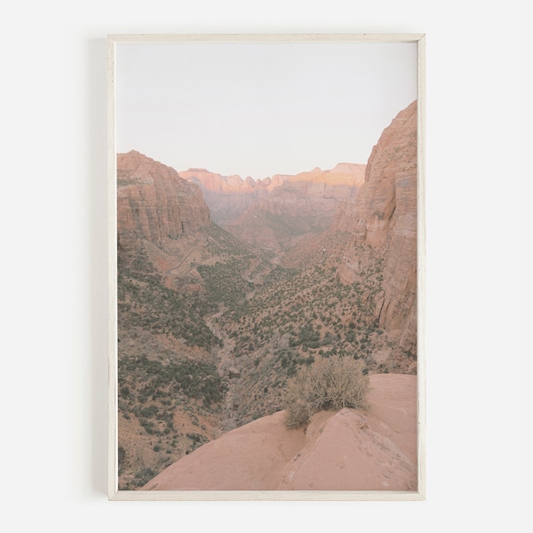 Pastel Desert Cliffs Print, Zion National Park Print, St George Utah, Utah Desert Print, Sunset Landscape Art, Blush Pink Wall Art, Boho Art