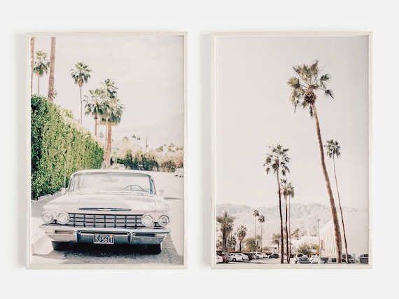 Retro California Print Set, Set of 2 Prints, Palm Tree Set, Vintage Printable, California Desert Prints, Palm Springs Wall Art, DIY Wall Art
