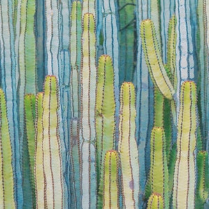 Blue Green Cactus Print Vibrant Cactus Palm Springs Wall - Etsy