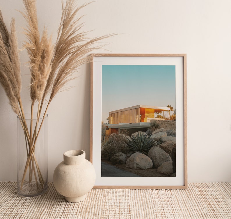 Mid Century Modern Architecture, Desert House Print, Palm Springs Wall Art, Mid Century House, Desert Landscape, Downloadable Print image 2