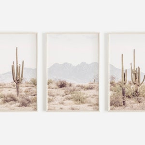 Set of 3 Desert Prints, Four Peaks Arizona Wall Art, 3 Piece Print Set, Arizona Desert, Boho Print, Modern Wall Art, Printable Poster image 1