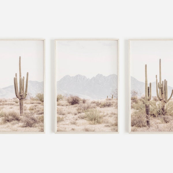 Set of 3 Desert Prints, Four Peaks Arizona Wall Art, 3 Piece Print Set, Arizona Desert, Boho Print, Modern Wall Art, Printable Poster
