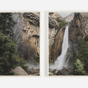 Mountain Waterfall, Print Set of 2, Waterfall Landscape Print, Nature Printable Art, Nordic Poster Set, Digital Downloads, Minimalist Decor