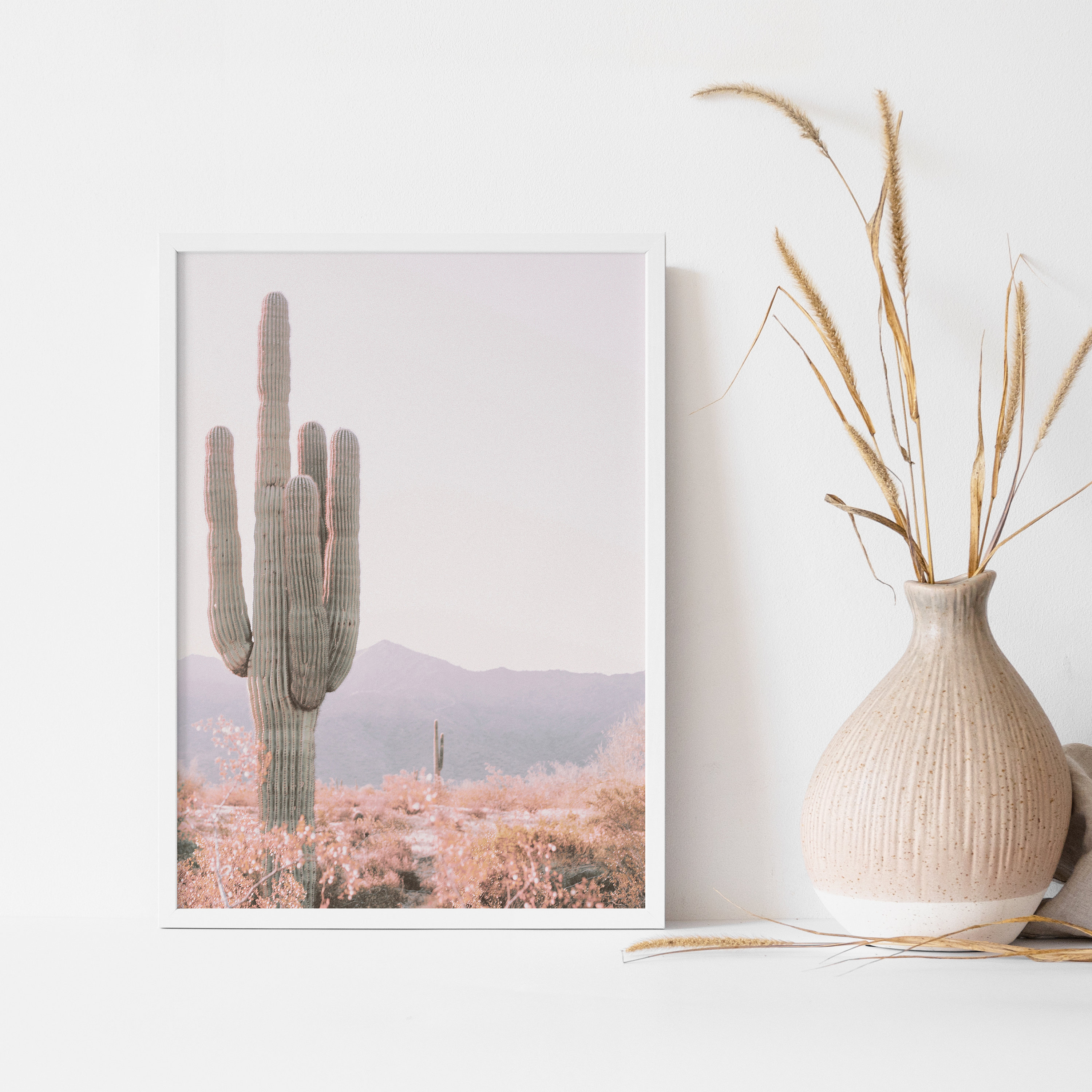 Saguaro Cactus Wall Art Blush Pink Cactus Art Desert Print Etsy