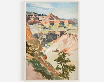 Grand Canyon National Park Print, Arizona Canyon Poster, Desert Painting, Warm Colors, Arizona Grand Canyon Printable Art, Desert Home Decor