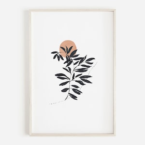 Abstract Wall Art, Botanical Print, Printable Modern Art, Calligraphy Art, Terracotta Black Burnt Orange, Downloadable Art, Printable Poster