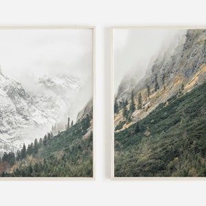 Set of 2 Mountain Prints, Woodland Poster, Forest Wall Art Print, Digital Prints, Modern Wall Decor, Printable Landscape, Wilderness Photos
