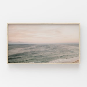 Samsung Frame TV Art, Muted Beach TV Print, Pastel Sunset Frame TV, Beach Art for Frame Tv, Muted Beach Sunset, Pink Beach Print, Aerial Tv