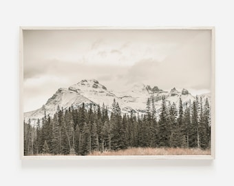 Snow Mountain Print, Pine Forest Landscape, Forest Wall Art, Printable Wall Art, Tree Print, Nature Photos, Foggy Forest Poster, Wall Decor