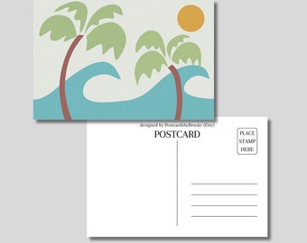 Palme, Strand, Urlaub, Postkarte, Sommer Wellen Grüße, Wellen Meer Postkarte