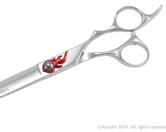 Kenchii Grooming & Barber - Flame Shear / Scissor Choose 8.0 Straight, Curved, 21T Blender, or 3 Piece Set