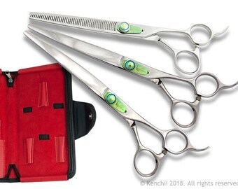 Kenchii Grooming T Series Professional Shear Sets 3 Shear Sets w/ Case - Choose 7.0 or 8.0