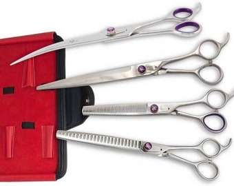 Kenchii Grooming - Scorpion 7" 4 Piece Set-Straight, Curved, 46T Thinner, 24T Texturizer, & Case