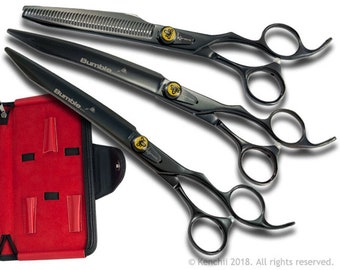 Kenchii Grooming - Bumble Bee 8.0 Shear Set-Straight, Curved, Thinner, Case