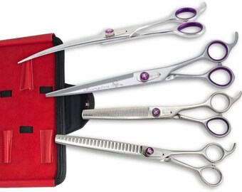 Kenchii Grooming - Scorpion 8" 4 Piece Set-Straight, Curved, 46T Thinner, 24T Texturizer, & Case