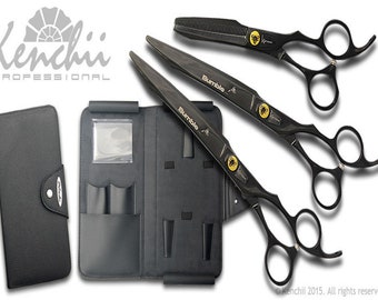 Kenchii Grooming - Bumble Bee 8.0 Shear Set-Straight, Curved, Thinner, Case