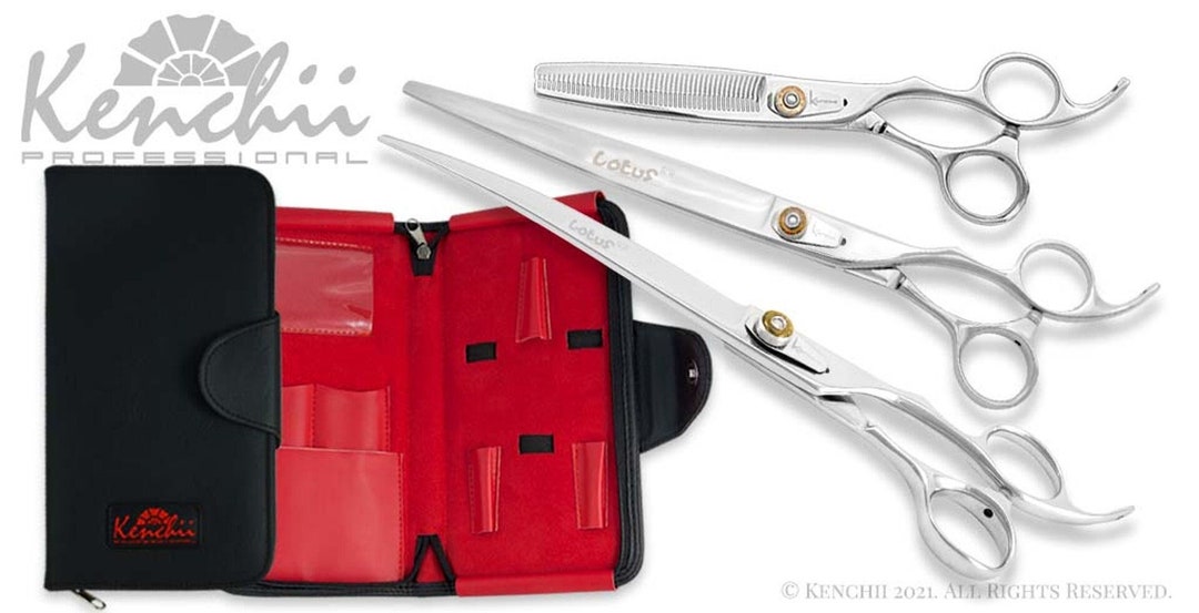 Kenchii Grooming Lotus 8.0 Shear Setstraight, Curved, Thinner, Case Etsy