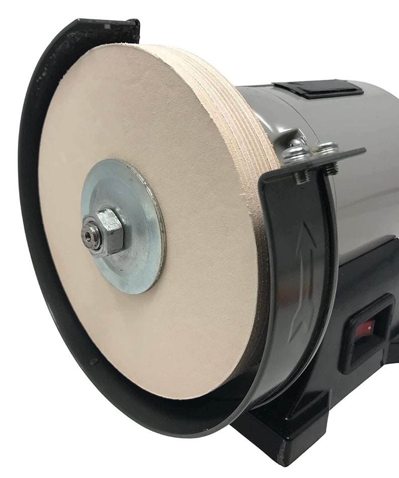 8 in Leather Honing Stropping Wheel Includes Premium White Buffing