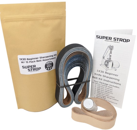 1X30 Super Strop Beginner Knife Sharpening Belt Kit W 15 Pack