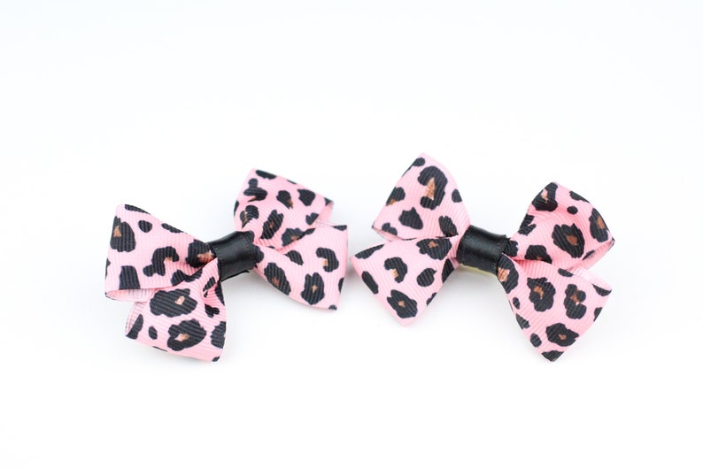 Pink Leopard Print Ear Bows for Dog Hair Pink Leopard Hair Accessory for Dogs