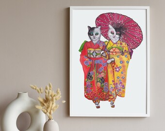 Neko Twins Art Print