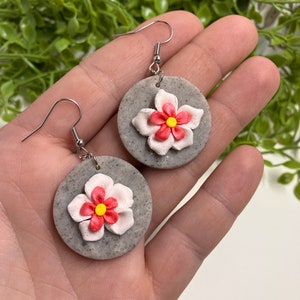 Floral clay earrings