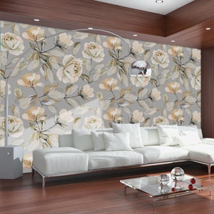 Watercolor Flowers ,Removable Wallpaper,Peel and stick  Fabric wallpaper, Wall Decor