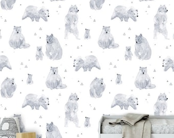 Papel pintado de osos: decoración infantil extraíble y autoadhesiva