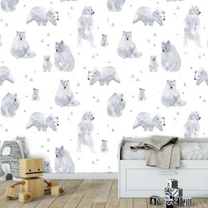 Bears Removable wall paper,Wallpaper Peel and stick for Kids, Wall paper nursery wall decor, Bear Wall paper For Nursery