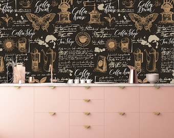 Cafe Theme Peel and Stick Wallpaper: Kitchen Decor