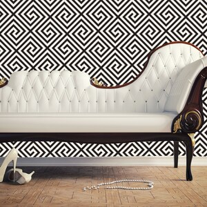 Black and White Modern Geometrical,Removable Wallpaper, Home Decor wall paper, Peel and stick.