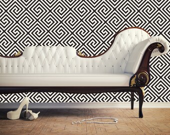 Schwarz weiß moderne geometrische, abnehmbare Tapete, Home Decor Wand Papier, schälen und kleben.