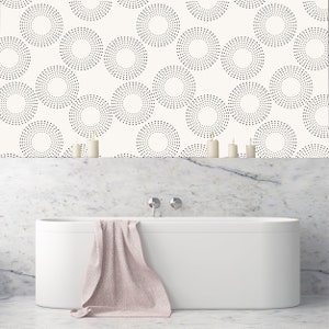 White & Black  Circles Wall Paper, Removable Wallpaper, Home Decor ,Peel and Stick Wall paper