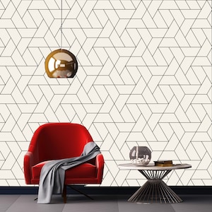 Modern Geometric  Pattern Removable Wallpaper,Peel and stick wall paper, Wall Decor