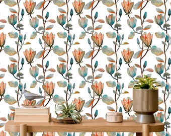 Watercolor Tulips Peel and Stick Wallpaper: Floral Removable Vinyl