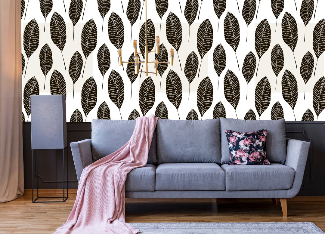 Black and White Banana Leaves ,removable Wallpaper,peel and Stick Wall ...